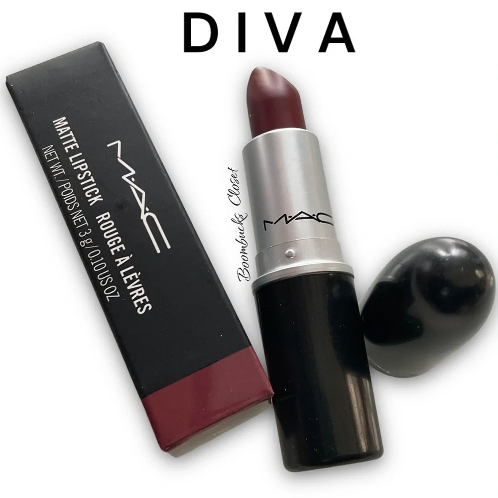 Mac Matte Lipstick DIVA Intense Reddish Burgundy Long Lasting 10 hours lipstick